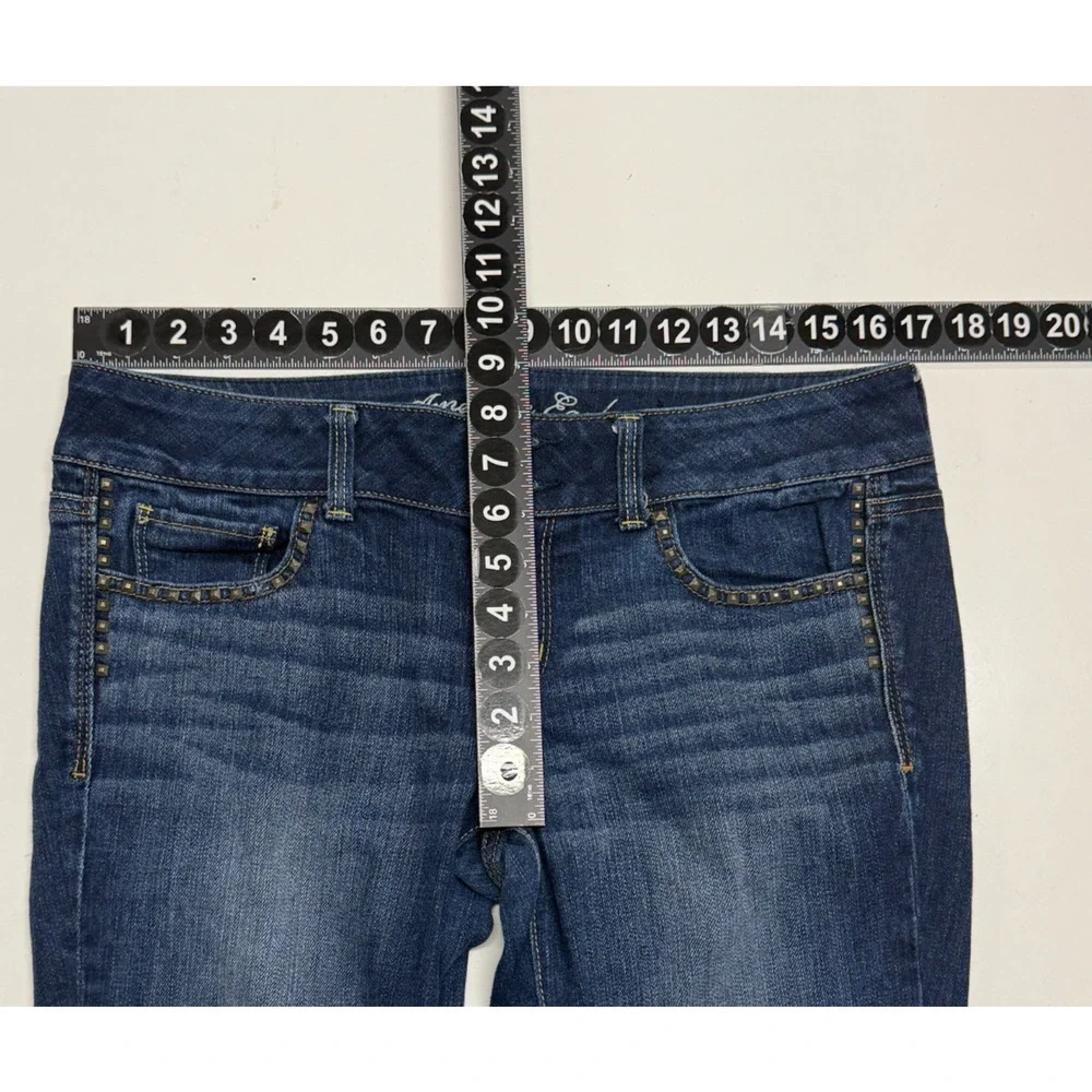American Eagle Jeans Womens 10‎ Blue Studded Artist Bootcut Stretch Actual 33X26
